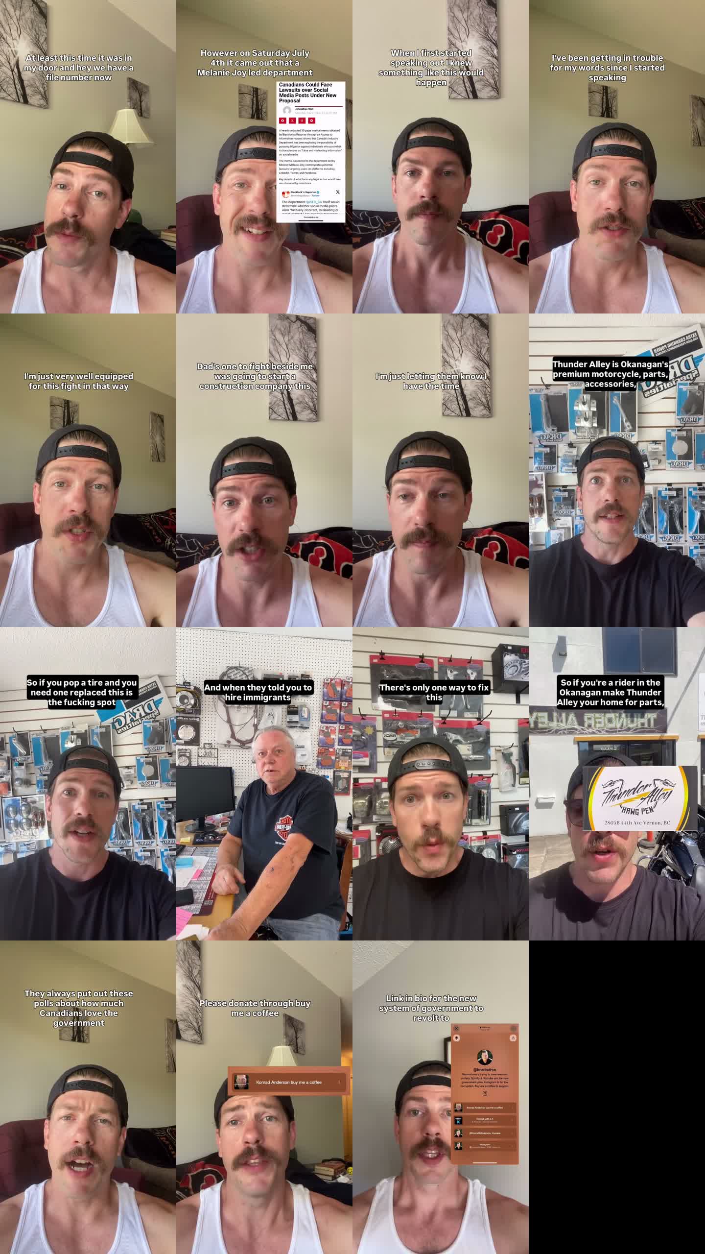Contact sheet from Konrad Anderson Instagram Reel mentioning Thunder Alley